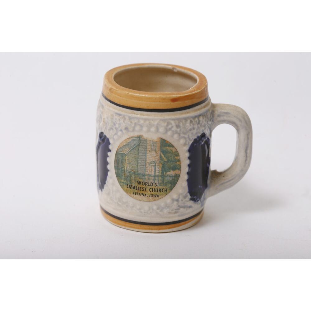 Festina Iowa, World's Smallest Church, Mini Beer Stein, Souvenir ~ 260128-WH 921